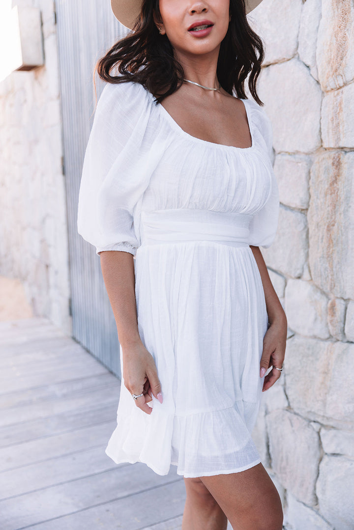 Bow Knot Ruffled High Waist Mini Dresses