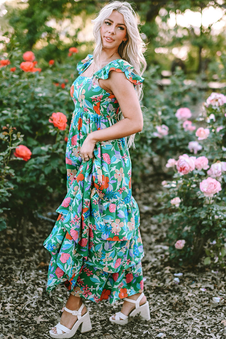 Floral Print Sleeveless Maxi Dresses