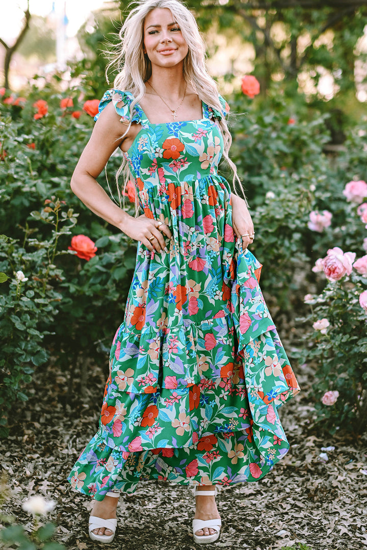Floral Print Sleeveless Maxi Dresses