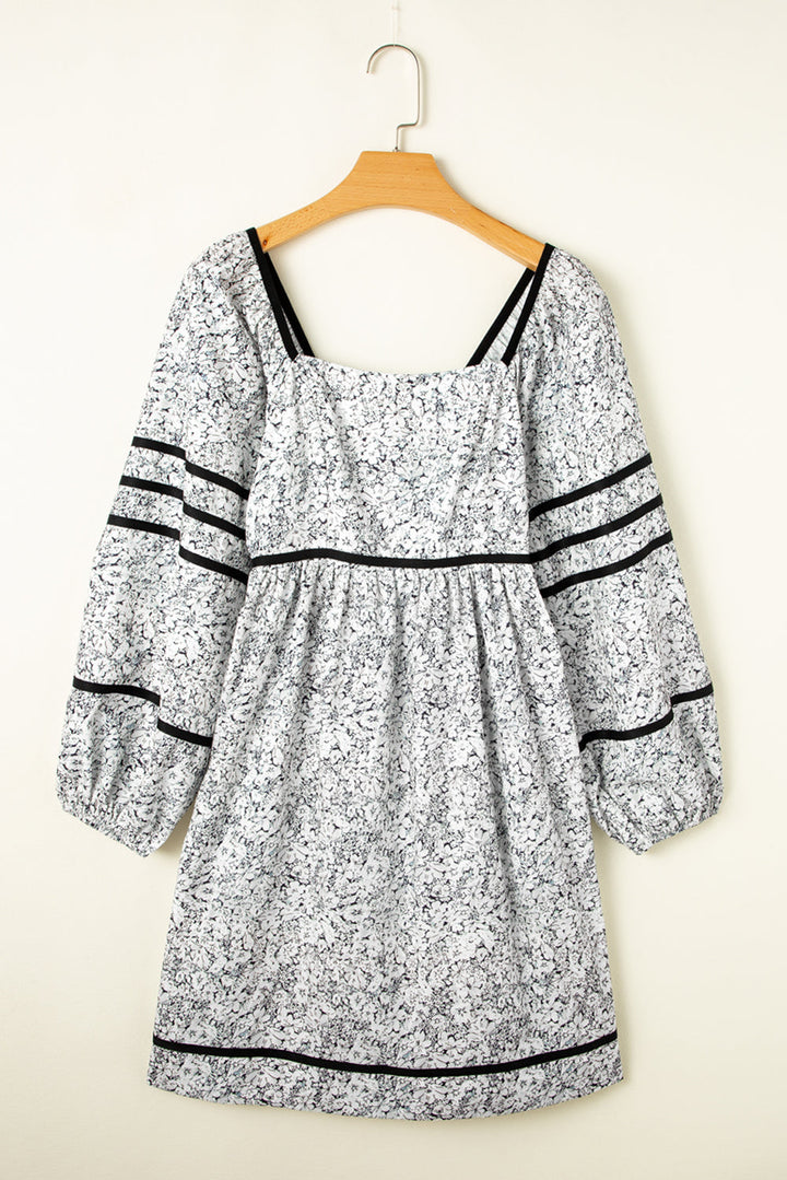 Floral Print Open Back Mini Dress