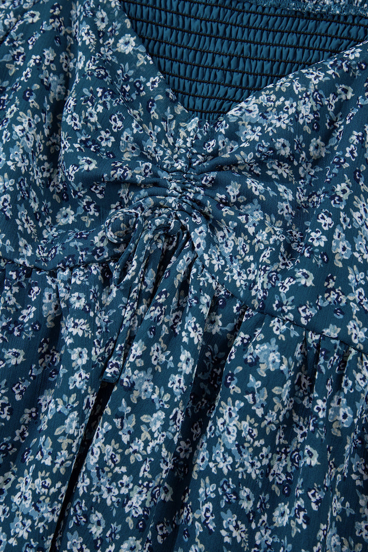 Floral Print Sweetheart Neck Mini Dress