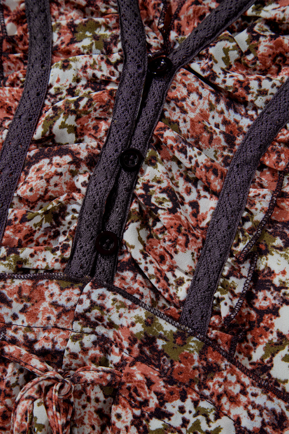 Floral Print V Neck Midi Dress